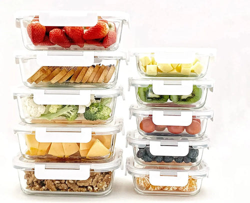 [10 Pack]  Airtight Food Storage Containers Set | Microwave, Oven, Freezer & Dishwasher Safe | Ideal for Fridge, Pantry & Kitchen Organiser | Meal Prep Containers and Lunch Box with 100% Leak-Proof Lids
