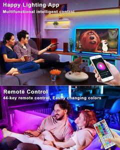 LED Strip Lights 5M 16.4Ft, Bluetooth 5050 RGB Color Changing LED Lights, Music Sync Dance, 44 Keys Remote Controll & Mobile APP Controller, Timing Function for Bedroom, TV, Party, DIY Decora
