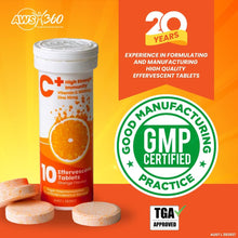 Load image into Gallery viewer, AWS 360 Vitamin C+ High Strength Immunity Effervescent Tablets - Daily Antioxidant Booster, Natural Orange Flavour, Sugar Free Formula - Max Absorption Vit C Supplement - Made in Australia - Pack of 30
