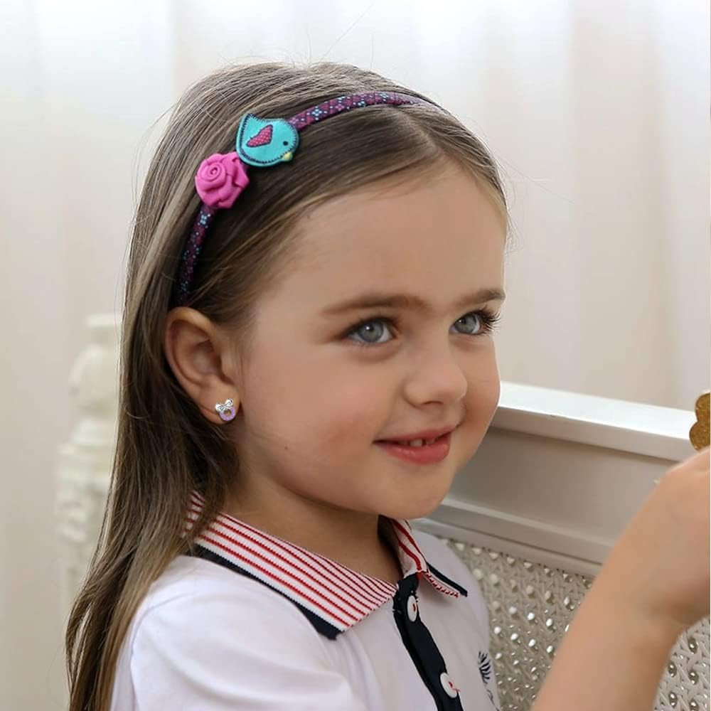 8 Pairs Hypoallergenic Earrings 925 Sterling Silver Stud Earrings Heart CZ Tiny Butterfly for Kids, Toddlers, Little Girls, Teens, Women