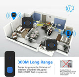 Wireless Door Bell Chime Waterproof Doorbell Plugin Receiver 300M Long Range Remote Door Bell Ringer Wireless Portable Doorbell with 1 Waterproof Transmitter and 2 Plug-In Receivers