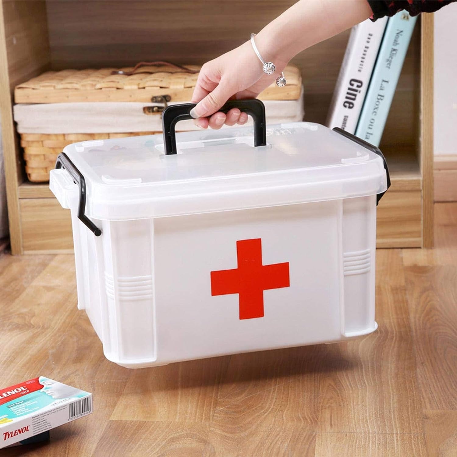 Family First Aid Medicine Box Plastic Storage Box Enlarged Thickening Portable Portable Medicine Storage Box