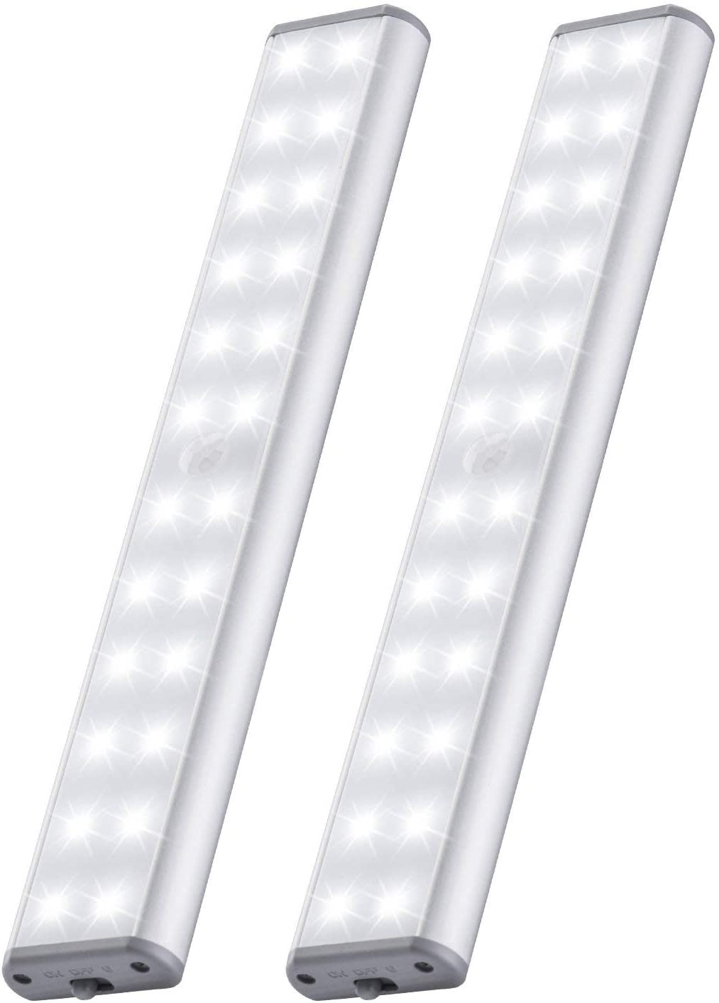 Upgraded 24 LED Motion Sensor Light with Dimmable Brightness and 2 Light Color, under Cabinet Light for Closet/Wardrobe/Stairs/Wall/Kitchen (2 Pack)