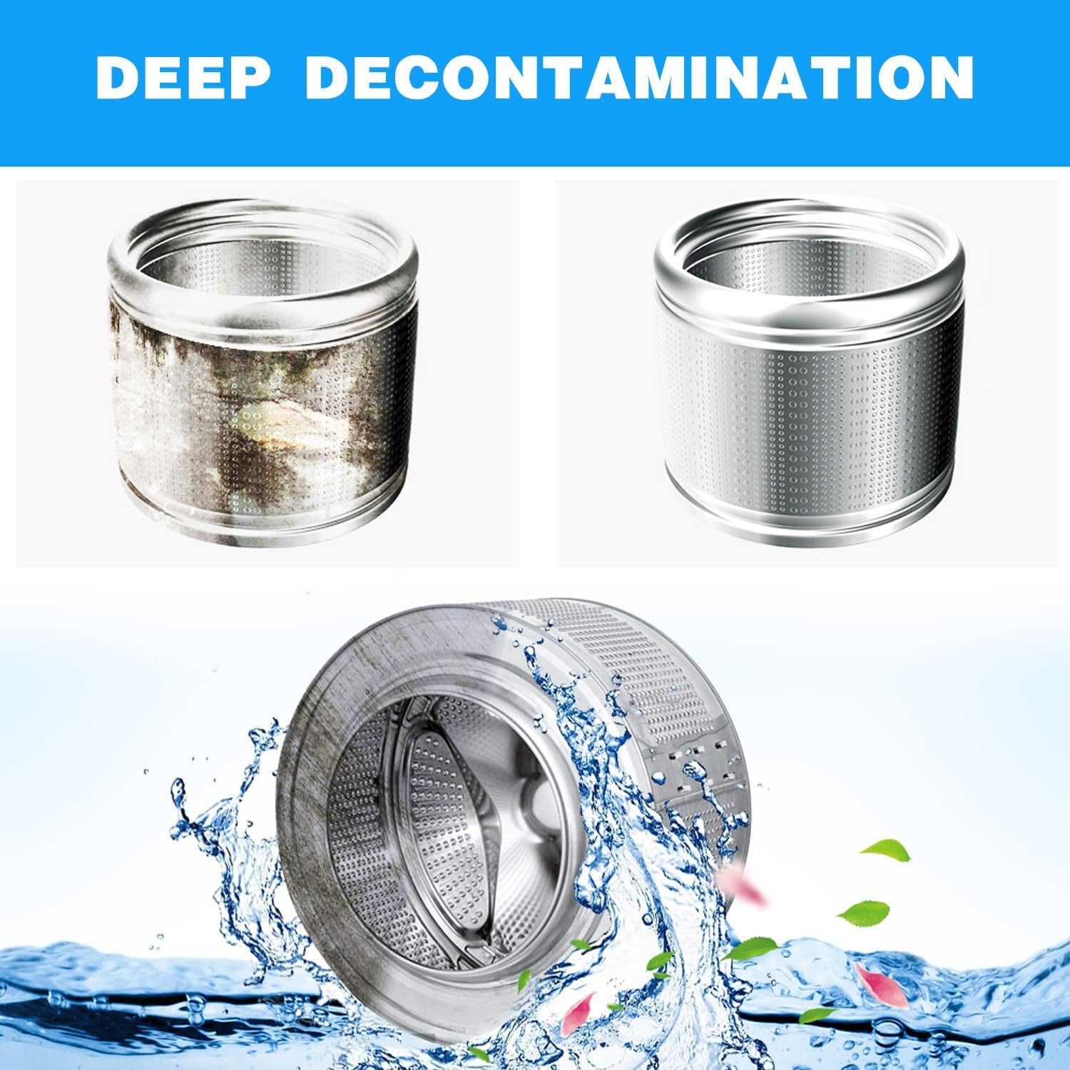 Washing Machine Cleaner Tablet, Solid Washing Machine Cleaner, Laundry Powder, Clean All Washing Machine Cleaner Front Loader, Deep Cleaning Remover with Triple Decontamination, Top Load for Bath Room Kitchen, Descaler Deep Remover Deodorant (30Pcs)
