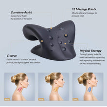 Load image into Gallery viewer, Neck Stretcher for Neck Pain Relief, Neck and Shoulder Relaxer Cervical Neck Traction Device Pillow for TMJ Pain Relief and Muscle Relax, Cervical Spine Alignment Chiropractic Pillow (Black)

