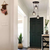 Vintage Pendant Light, 3-Light Adjustable Hanging Pendant Lights Fixture with Cage Shade, Industrial Design Pendant Lamp for Kitchen/Dining Room/Hallway, E27 Base Black