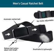 Load image into Gallery viewer, Men&#39;S Belt,  Ratchet Belt for Men Casual, Nylon Jeans Belt with Click Buckle, Breathable Fabric Waist Strap Easy Adjustable Trim to Fit
