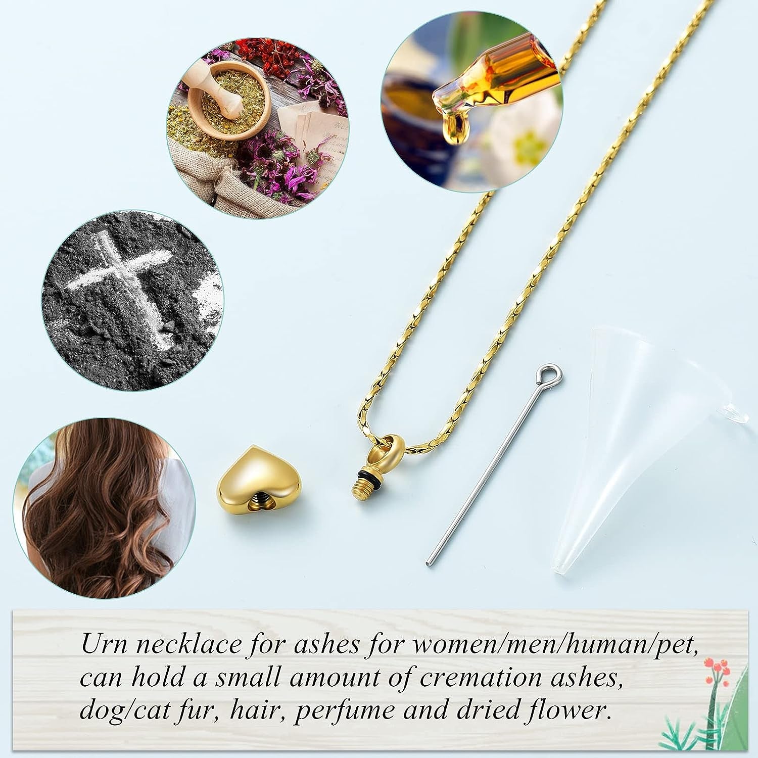 Small Heart Cremation Urn Necklace for Ashes Stainless Steel Memorial Ash Pendant Keepsake Jewelry