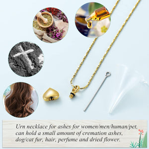 Small Heart Cremation Urn Necklace for Ashes Stainless Steel Memorial Ash Pendant Keepsake Jewelry