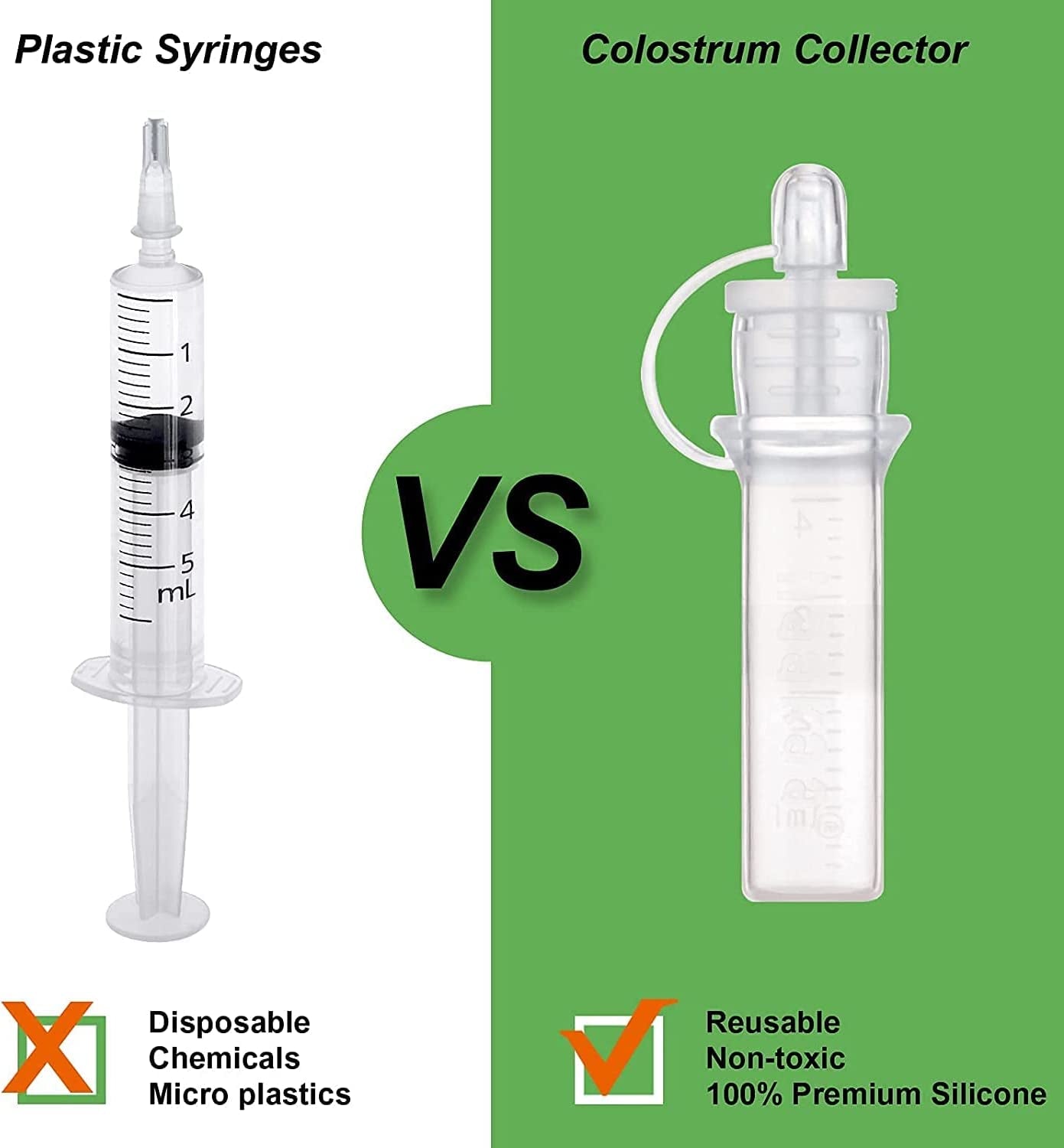 Silicone Colostrum Collector Set, Clear