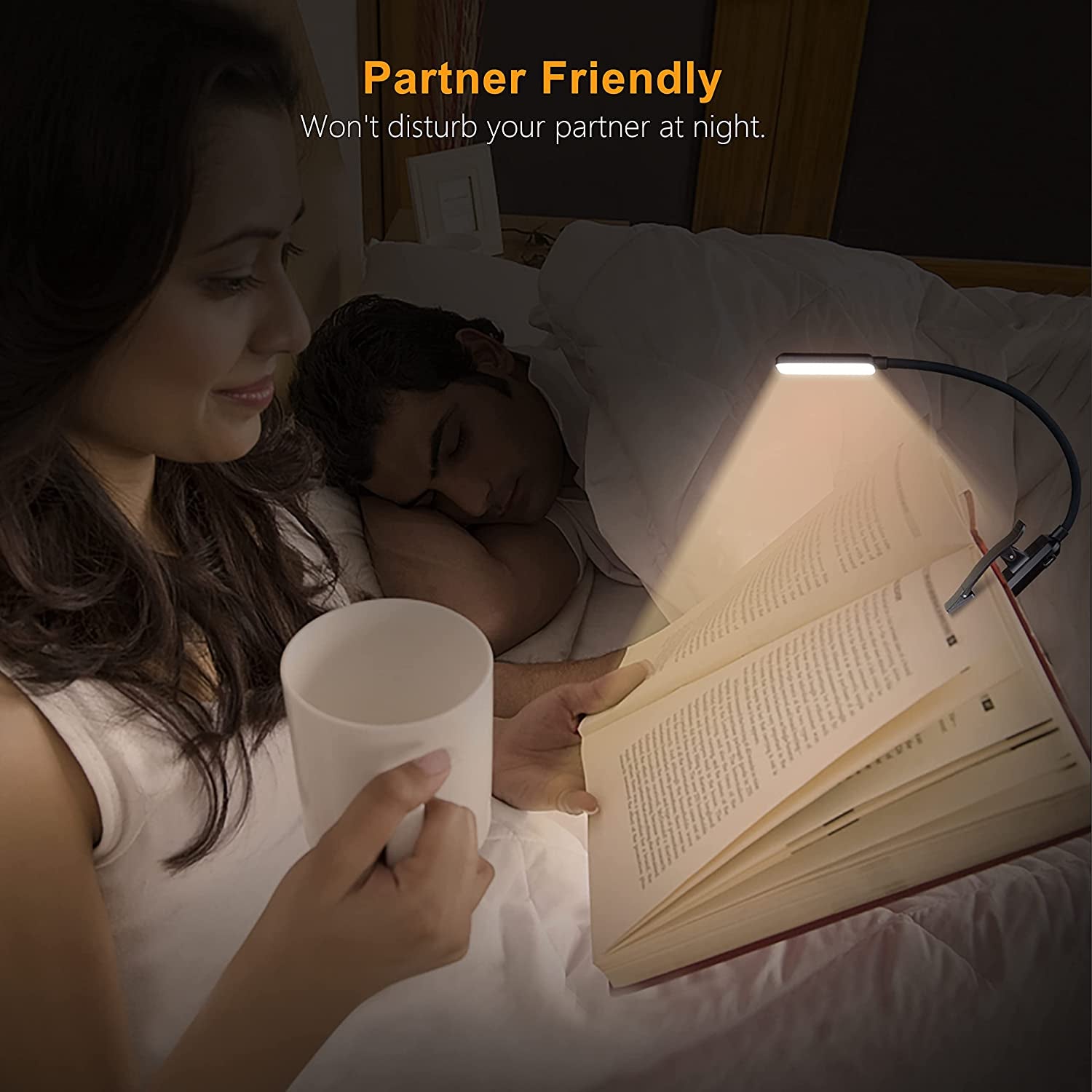 Book Light Rechargeable for Reading in Bed,  9 LED Reading Light Book Lamp with Power Indicator, 3 Eye -Protecting Modes- Stepless Dimming, Long Battery Life, 360° Flexible Clip-On Book Light