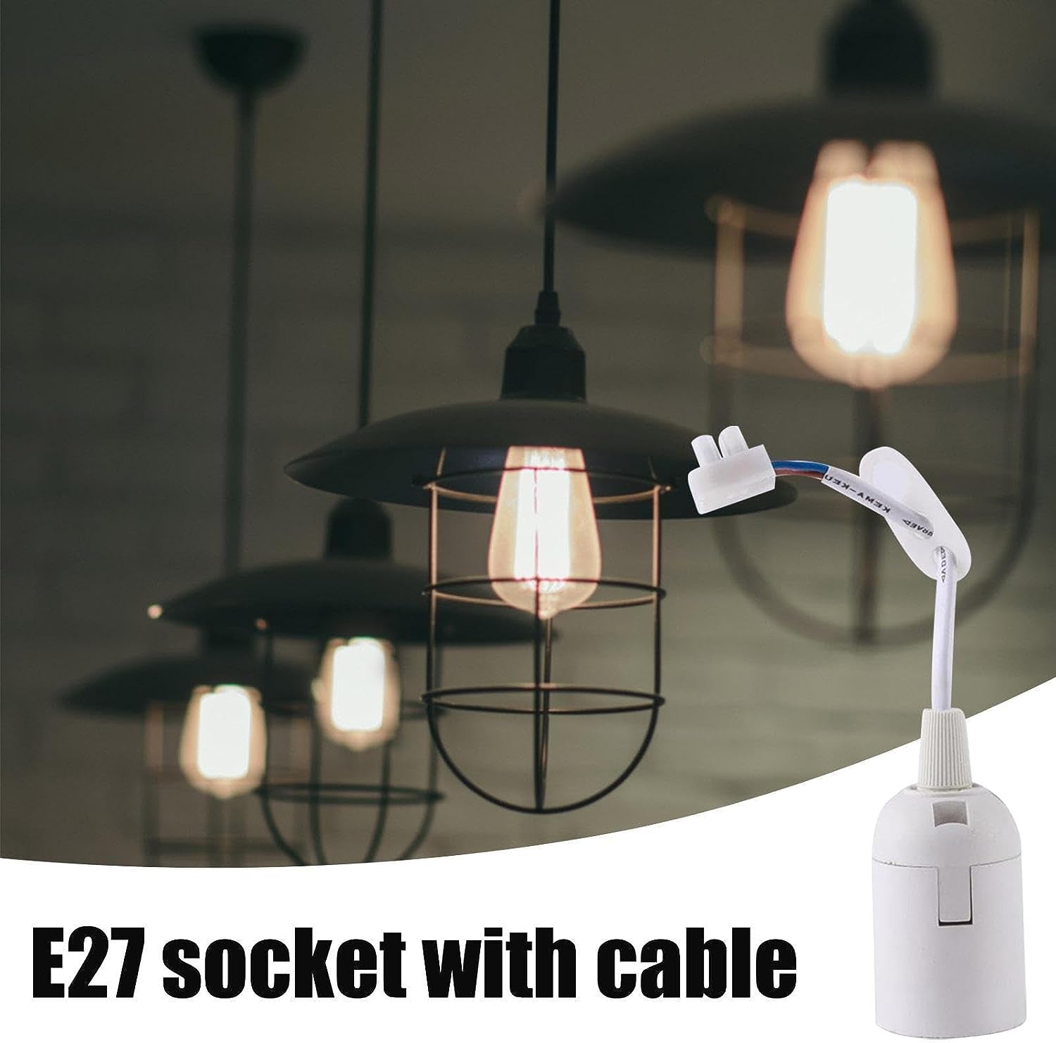 Lamp Holder E27 with Cable | 10Pcs E27 Pendant Light Socket with Cord - Shop and Family, Hangings Light Cord with Bulb Socket Safe Lamp Holder for Construction Site