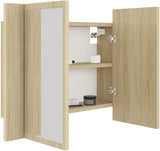 LED Bathroom Mirror Cabinet Indoor Washroom Vanity Wall Furniture Household LED Mirror Storage Cabinet with RGB Light Sonoma Oak Acrylic