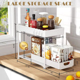 DEVA 2 Pack under Sink Organiser, Organiser for Kitchen 2-Tier Pull Out Wide Drawer for Kitchen Storage & Organisation under Sink Storage for Kitchen Sink Cupboard Bathroom Laundry, White