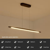 Wood Linear Pendant Light LED Dimmable Chandelier Long Strip Ceiling Hanging Lamp Height Adjustable Dining Room Light for Kitchen Island Walnut Color