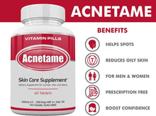 Load image into Gallery viewer, Acnetame Vitamin Supplements for Acne Treatment, 60 Natural Pills …
