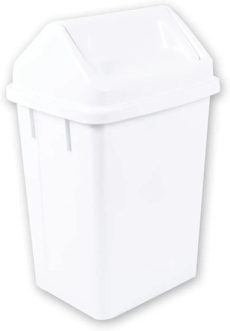 X-Tra Kleen Swing Top Garbage Bin White, 10L Capacity, Controls Odors with Swing Open Lid for Easy Access, Ideal for Home or Office, Compact Design