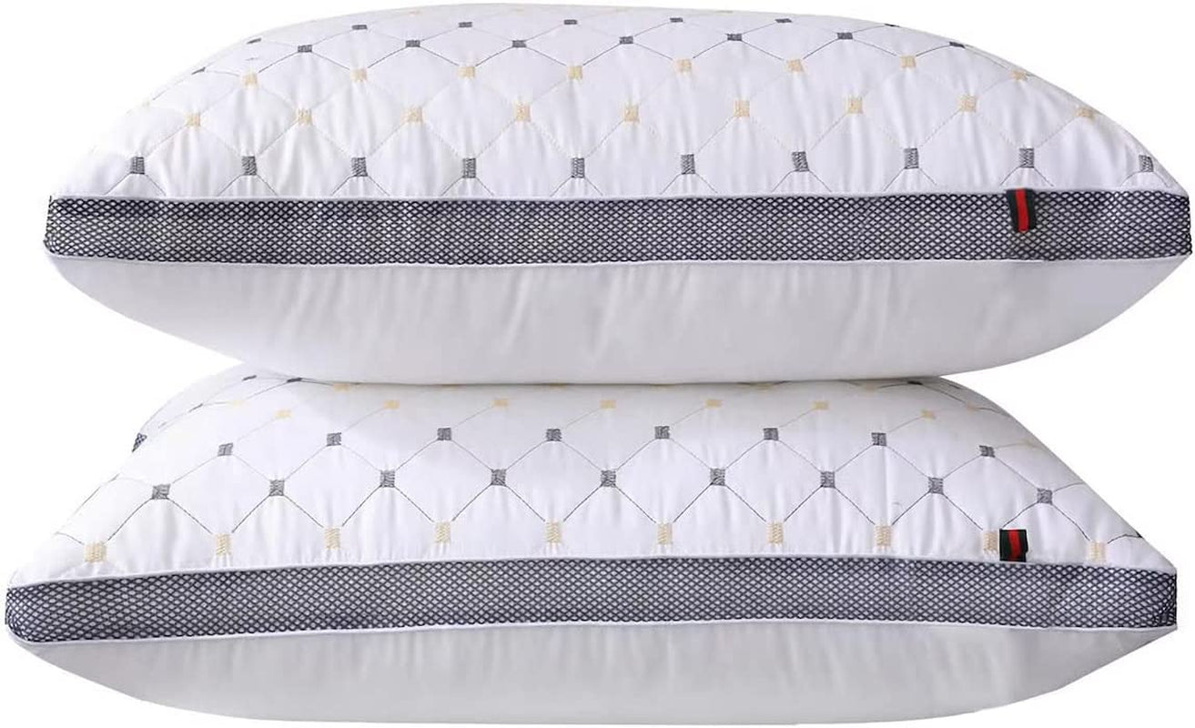 Hotel Quality Pillows, Checked, Ultra Plush Soft, Bed Pillows for Sleeping, Twin Pack
