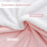 Sherpa Fleece Throw Blanket, 150 X 200Cm Double-Sided Super Soft Reversible Bed and Couch Blanket, Warm and Lightweight Home Decoration Blanket, Pink & White for Single Size