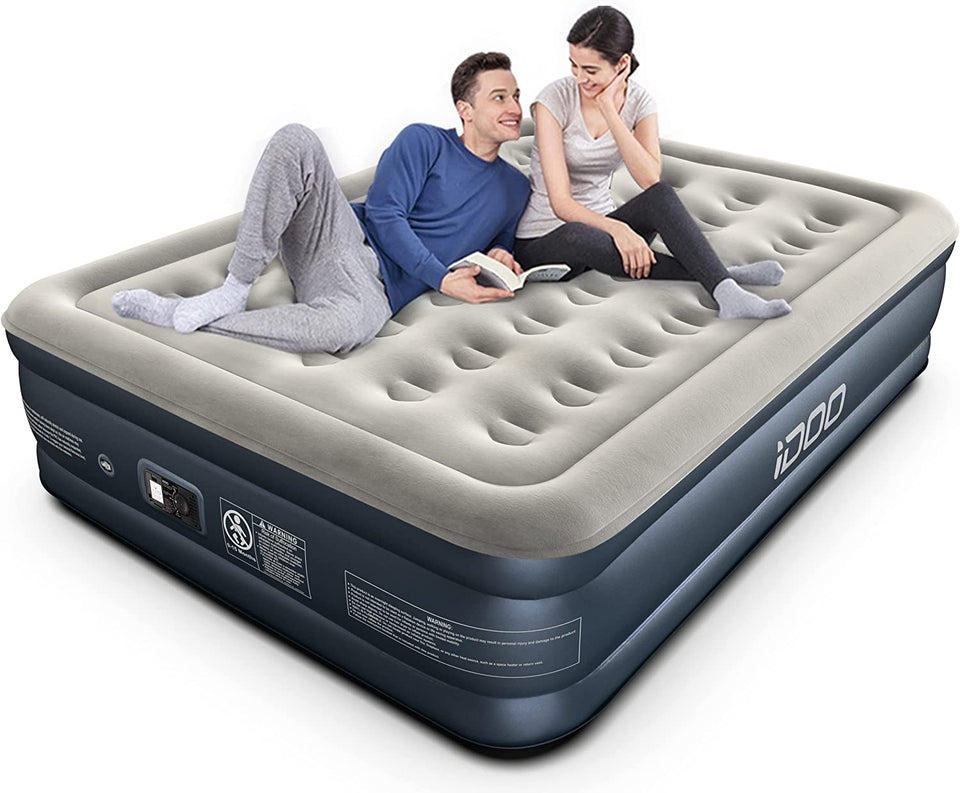 Queen Size Air Mattress, Inflatable Airbed with Built-In Pump, 3 Mins Quick Self-Inflation/Deflation, Comfortable Top Surface Blow up Bed for Home Portable Camping Travel, 80X60X18In, 650Lb MAX