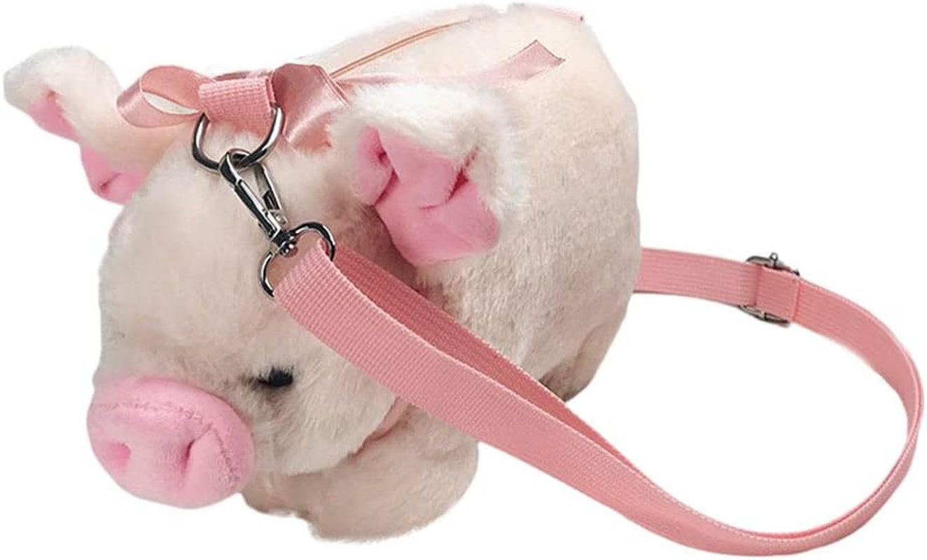 Plush Pig Crossbody Bag Cartoon Shoulder Bag Plush Animal Satchel Bag Kawaii Purse Handbag Messenger Bag for Kids Birthday Gift, Pink, Pink, Size M