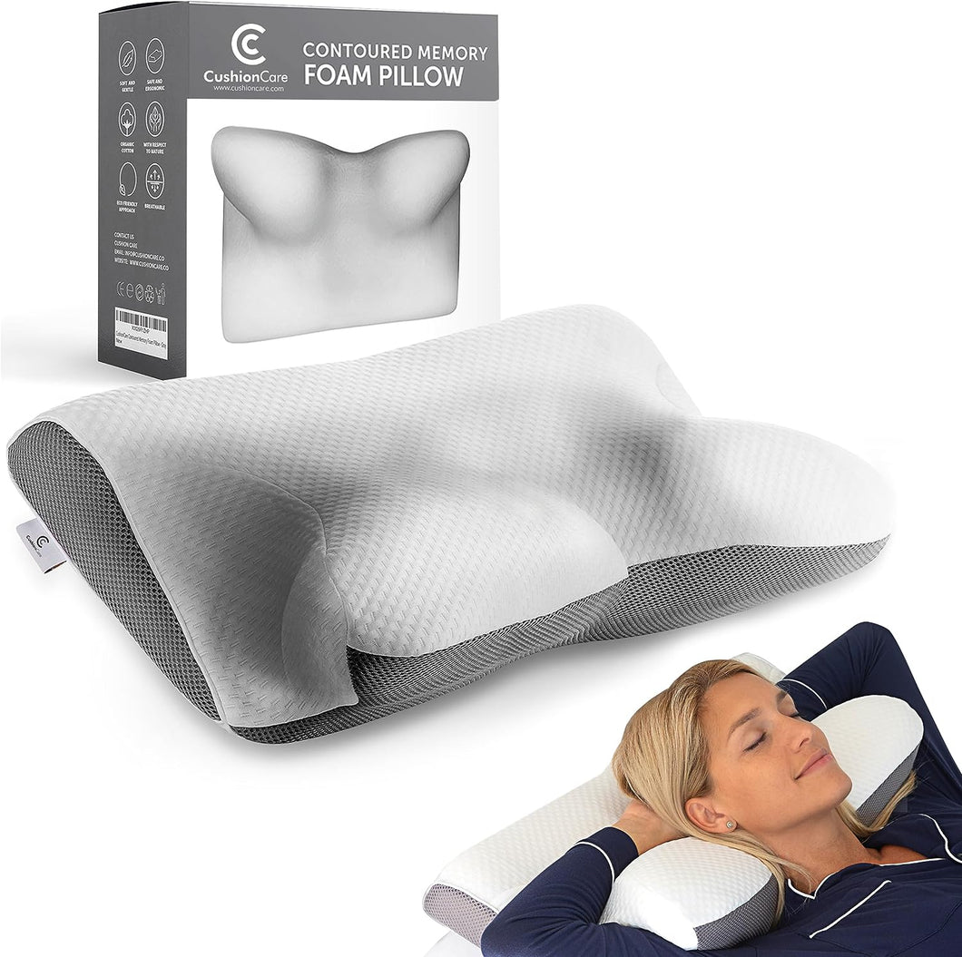 Cervical Memory Foam Pillow for Neck and Shoulder Pain Relief – Ergonomic, Orthopedic Pillow for Side, Back, Stomach Sleepers - Contour Pillows for Sleeping Support - Free Sleeping Mask