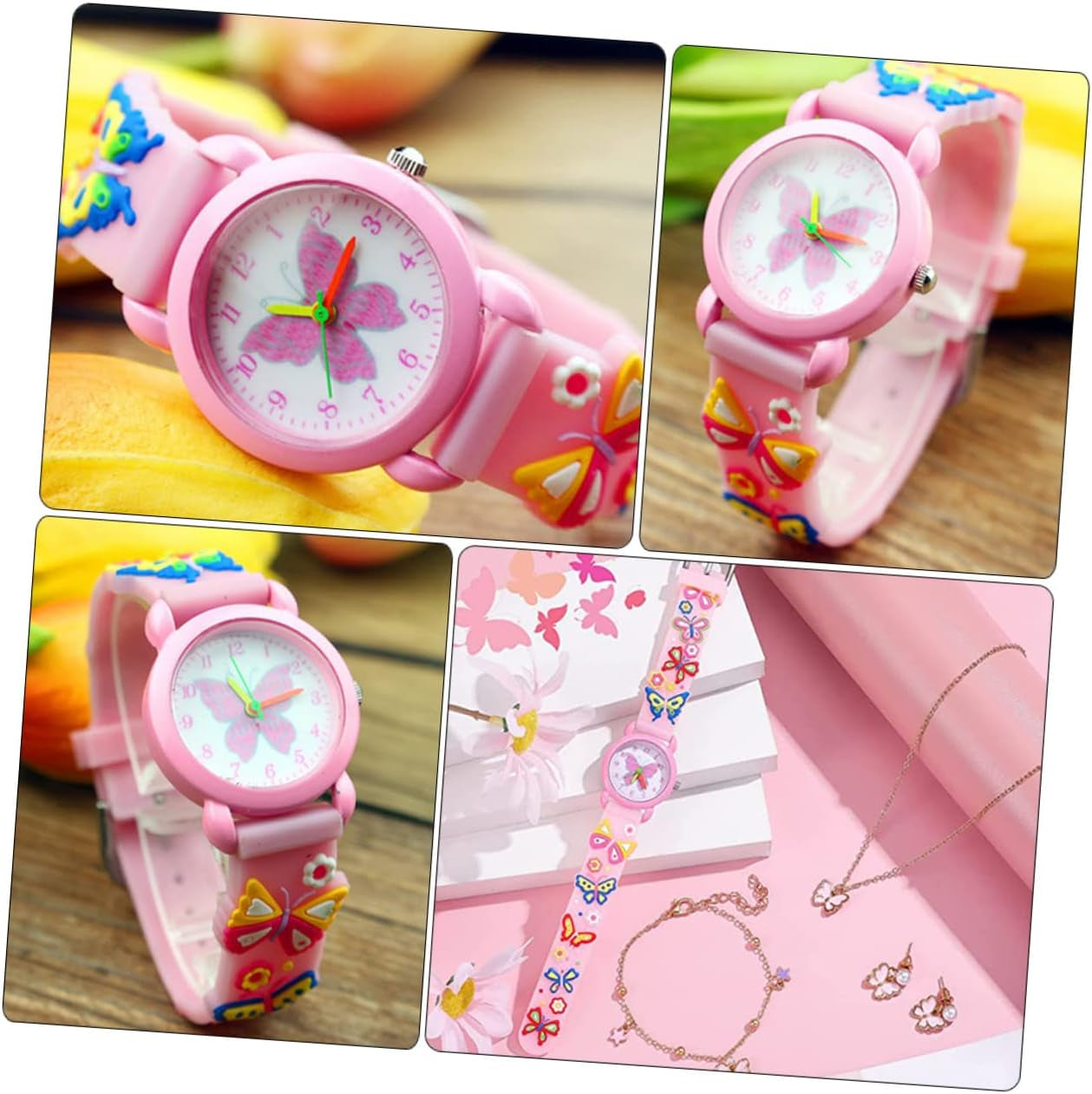 Butterfly Watch Girl Watch Ornament for Kids Toddler Watches Kids Watches for Girl Kids Watch Ornament Funny Kids Watch Plastic Pink Adorable Cartoon Watch Adorable Toddlers Watch