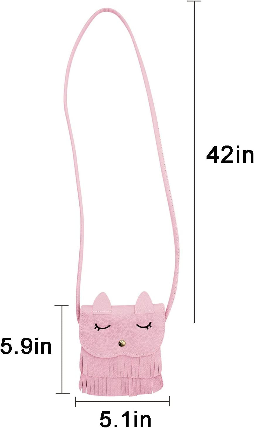 Cat Tassel Shoulder Bag Small Coin Purse Crossbody Satchel for Kids Girls, a Pink(5.1'' X 5.9''), One Size, Crossbody