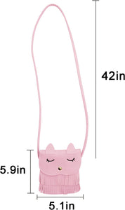 Cat Tassel Shoulder Bag Small Coin Purse Crossbody Satchel for Kids Girls, a Pink(5.1'' X 5.9''), One Size, Crossbody
