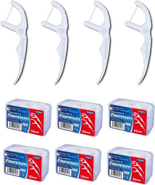 300PCS (6X50Pc/Box) Disposable Dental Flosser Dental Deep Cleaning Teeth Stick Tooth Pick Interdental Brush with Box Oral Care for Adults and Kids