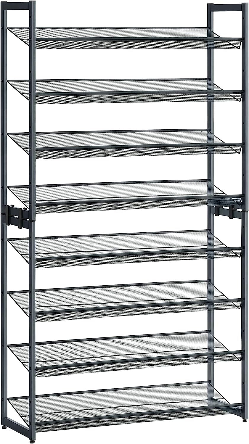 Shoe Rack, 8-Tier Shoe Organizer, Metal Shoe Storage for Garage, Entryway, Set of 2 4-Tier Stackable Shoe Shelf, with Adjustable Flat or Angled Shelves, Holds 32-40 Pairs, Grey