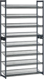 Shoe Rack, 8-Tier Shoe Organizer, Metal Shoe Storage for Garage, Entryway, Set of 2 4-Tier Stackable Shoe Shelf, with Adjustable Flat or Angled Shelves, Holds 32-40 Pairs, Grey