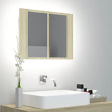 LED Bathroom Mirror Cabinet Indoor Washroom Vanity Wall Furniture Household LED Mirror Storage Cabinet with RGB Light Sonoma Oak Acrylic