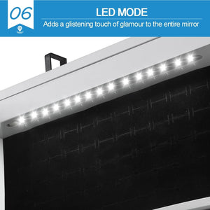 Dual Use Wall Mounted Hang over Mirror Jewellery Cabinet LED Light White