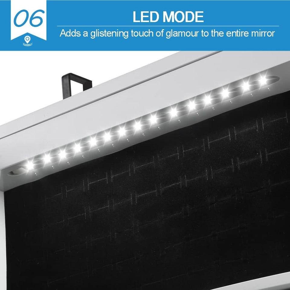 Dual Use Wall Mounted Hang over Mirror Jewellery Cabinet LED Light White
