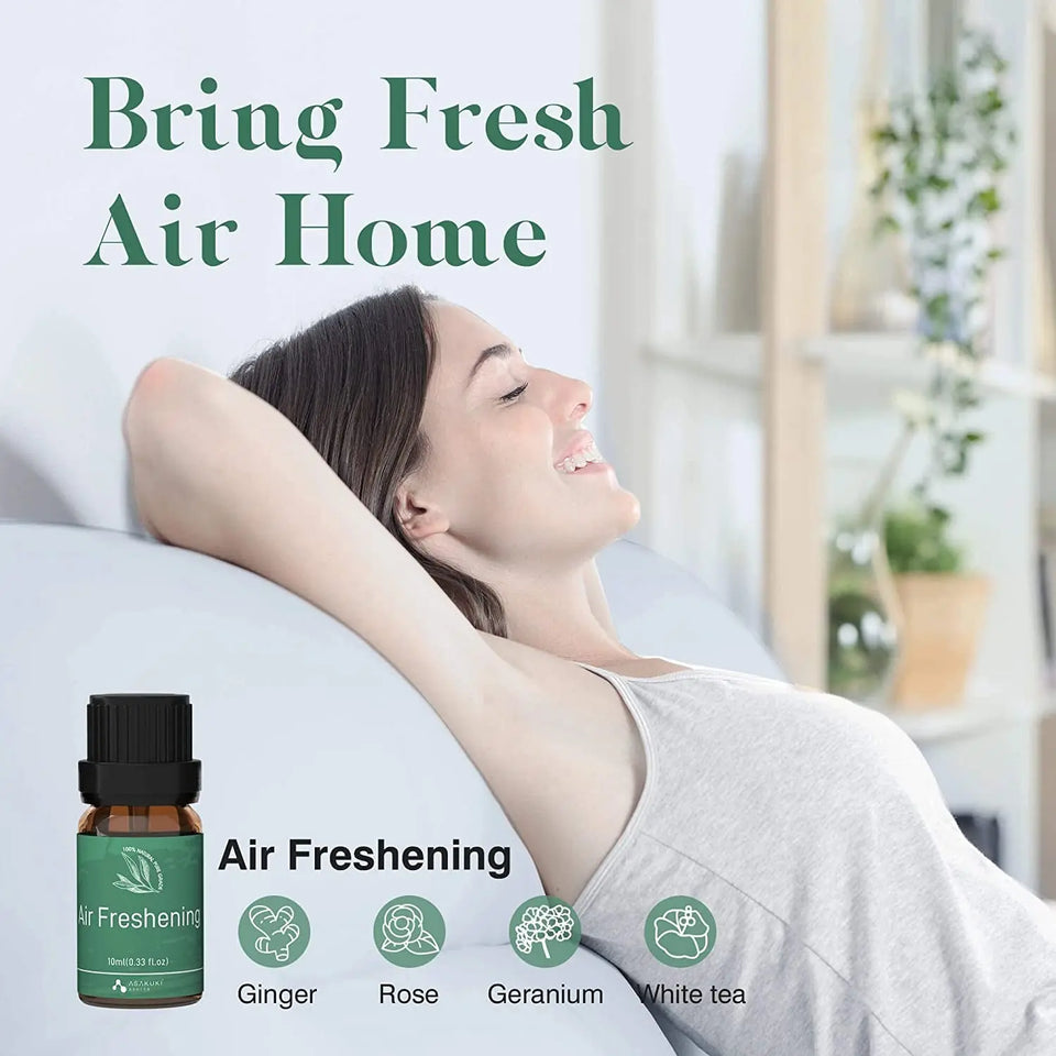 Essential Oils Blends Well-Being Gift Set of 6 X 10Ml Theraputic Grade Aromatherapy Oils for Sleep, Breathe, Calm, Stress&Anxiety Relief, Immune Defence, Happy Ideal for Diffusers Humidifiers