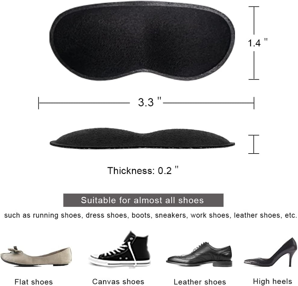 Dr. Foot'S Heel Grips for Men and Women, Self-Adhesive Heel Cushion Inserts Prevent Heel Slipping, Rubbing, Blisters, Foot Pain, and Improve Shoe Fit (Black)