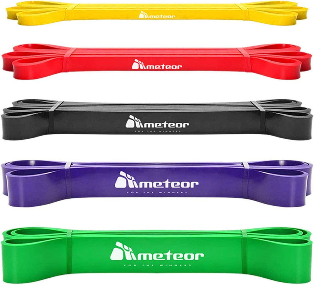 Meteor Essential Power Bands, Resistance Loop Set, Natural Latex Fitness Bands for Workout, Yoga, Weightlifting, Physical Therapy, Rehab, Bench Press, Dead Lift, Improve Mobility and Strength