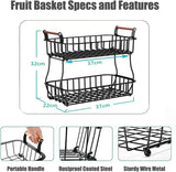Metal Wire Two Tier Home and Kitchen Storage & Organisation Rack, Stackable Snack Table Organiser Rack, Detachable Bathroom Organiser Basket, Black