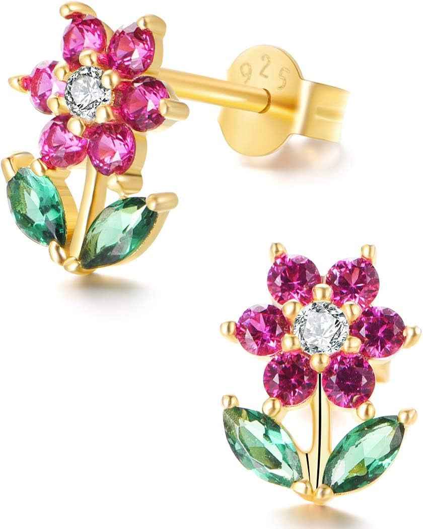 Hypoallergenic Kids Stud Earrings 925 Sterling Silver Gifts for Little Girls (Nickel Free)