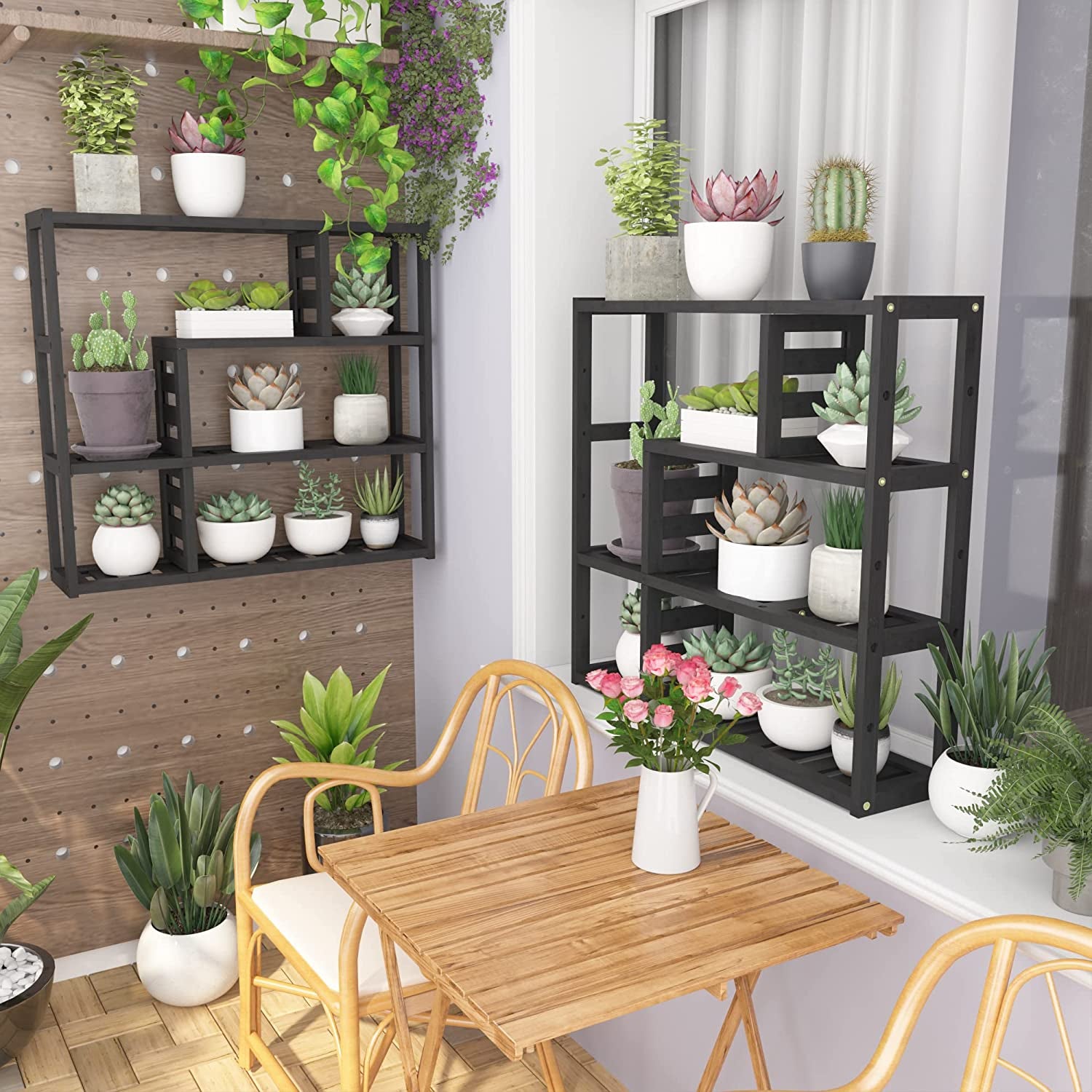 Bathroom Organizer over Toilet,Plant Stands for Indoor Plants,3 Tier Floating Shelves for Bedroom, Living Room, Bathroom and Kitchen