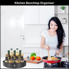 Load image into Gallery viewer, Lazy Susan Turntable -Kitchen Storage &amp; Organisation -Rotating Organiser Shelf for Pantry Spice Jars, Countertop Condiments, Fridge Sauces-10&quot; Stainless Steel Black Tray-Australian Company
