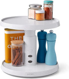 50066 2-Tier Height Adjustable Crazy Susan Kitchen Cabinet Turntable and Spice Organizer, White