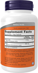 Supplements, GABA (Gamma-Aminobutyric Acid)500 Mg + B-6, 100 Count, Veg Capsules