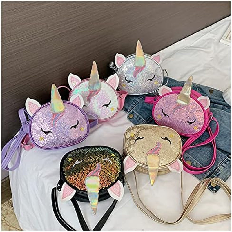 Girls Unicorn Sequin Glitter Crossbody Shoulder Purse Handbag Women Satchel Tote Shell Bag, Sequin Blue, One Size, Satchel