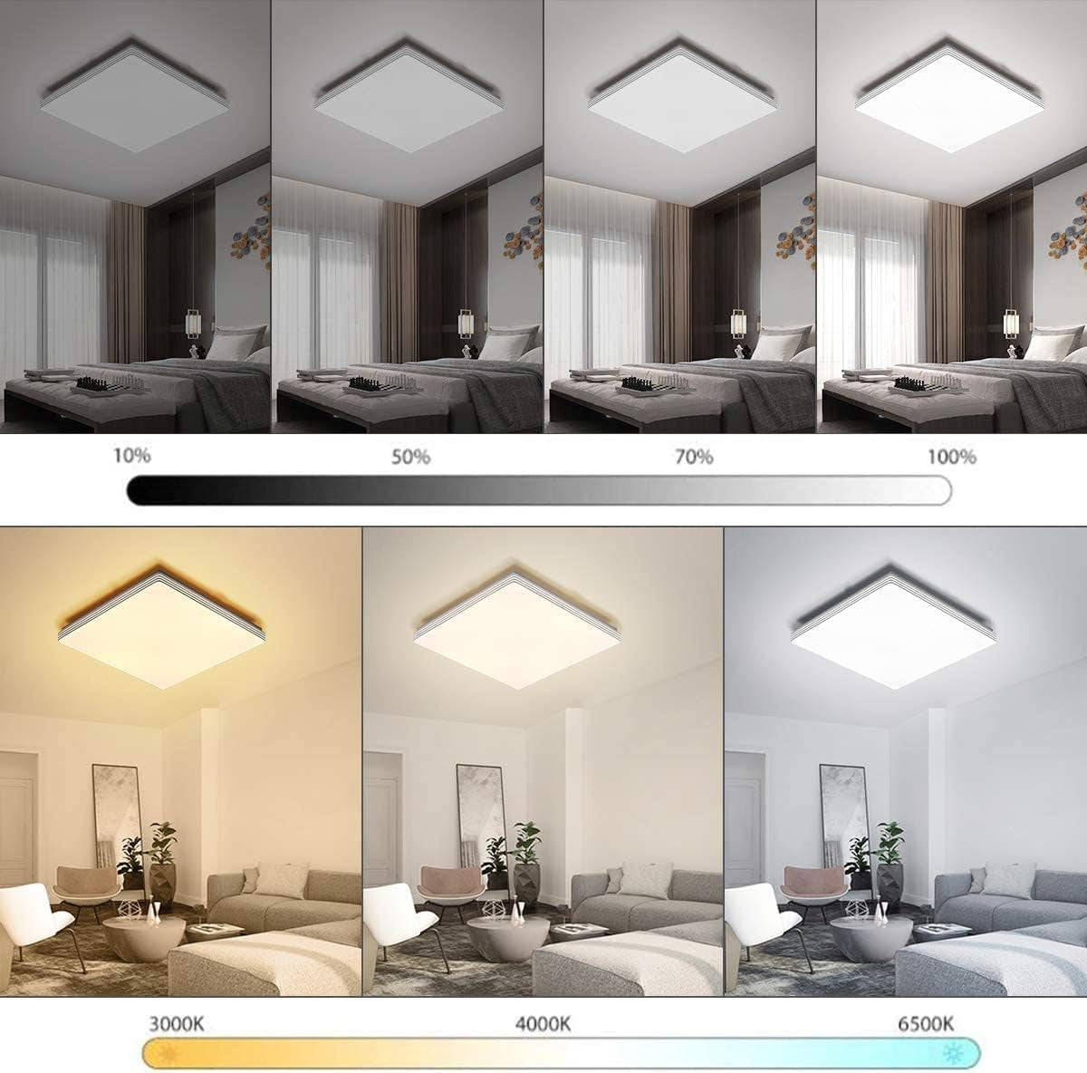 Flush Mount LED Ceiling Light Fixture with Remote,13.4 Inch 30W Square Dimmable Surface Mount Ceiling Lamp for Kitchen Bedroom Utility Laundry Closet Room, 3000K-6500K