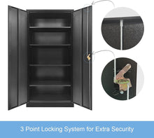 Load image into Gallery viewer, Locker Cabinet Steel Filing Cabinet 185Cm Lockable File Storage Cupboard 2 Door 4 Shelves Office Home Stationary Black
