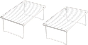 Stackable Metal Kitchen Storage Shelves, Set of 2 - White