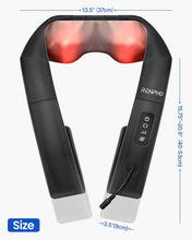 Load image into Gallery viewer, Neck Back Massager with Adjustable Straps and Heat, Ideal Gifts, Shiatsu Shoulder Neck Massager with 3D Massage of Deep Tissue, Muscle Pain Relief for Neck, Back, Shoulder, Waist, Legs, Office Chair and Home Use
