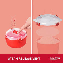 Load image into Gallery viewer, 82001 Microwave Rice Cooker (2.6L) and round Microwave Food Container (915Ml) Bpa-Free, Red/Clear
